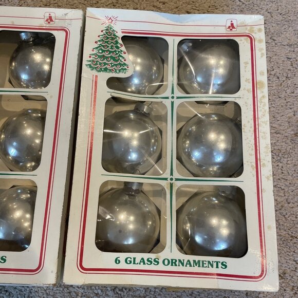 Vintage Essex Franke Silver Glass Christmas Tree Ornaments Set of 12 USA 60s - Picture 9 of 10